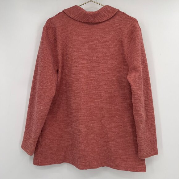 BB Dakota Women’s Open Front Blazer Cardigan Jacket Pink Textured Knit Pockets - Picture 4 of 10